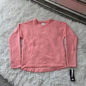 adidas Girls' Embroidered Training Lightweight Long Sleeve Pullover. Semi Pink.